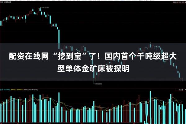 配资在线网 “挖到宝”了!国内首个千吨级超大型单体金矿床被探明